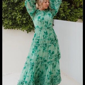 Ivy City Co Mint Green Floral Maxi Dress